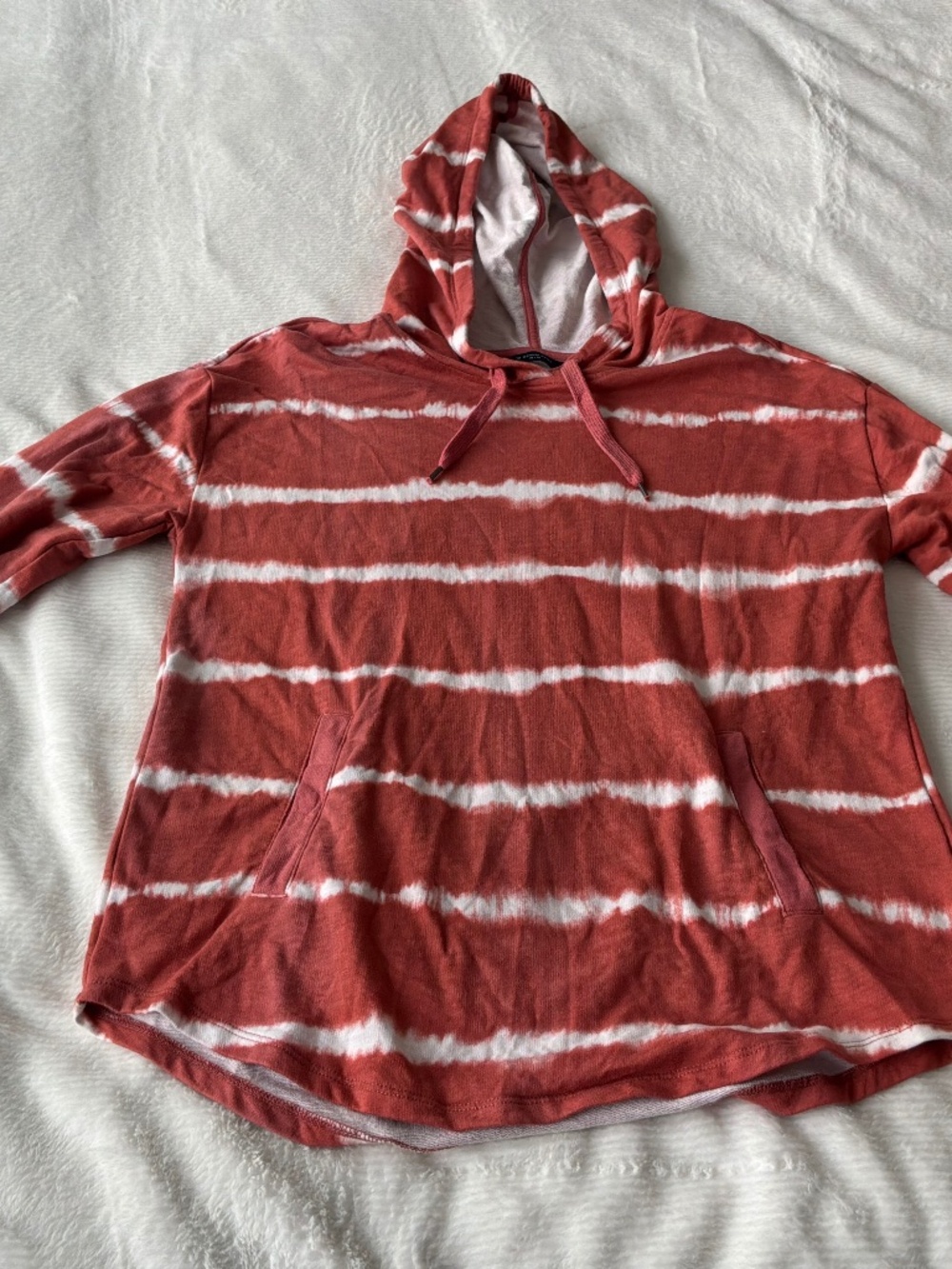 Denver Hayes Tie Dye Stripe Hoodie Rust Terracotta Orange White Women’s Medium